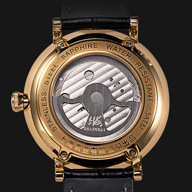 Shanghai Celestial Dome 40mm Watch - Champagne Case & Black Stripe