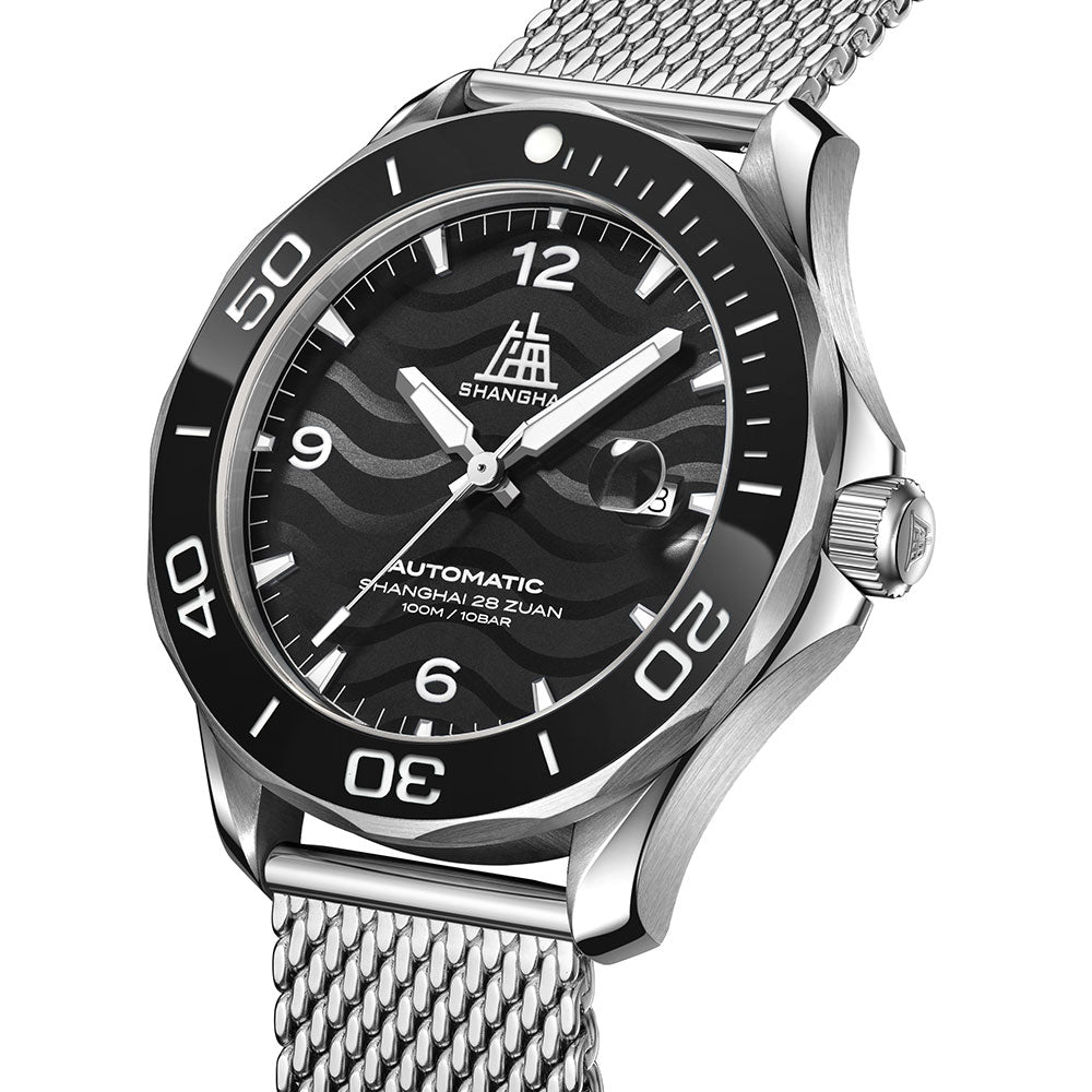 Shanghai Watches-Shanghai Navigator 42mm Watch-Bracelet_Black Dial