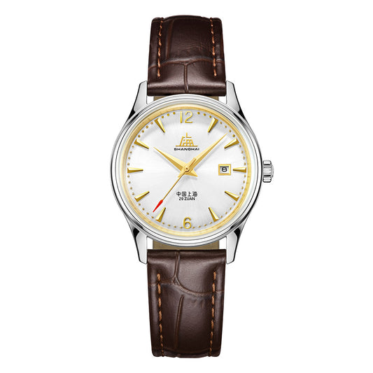 Shanghai WatchesShanghai Pioneer 31mm Watch - Brown Strap & White Dial