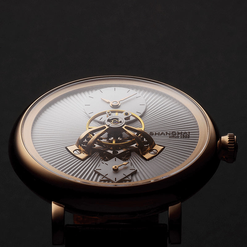 Shanghai Celestial Dome 40mm Watch - Champagne Case & Black Stripe