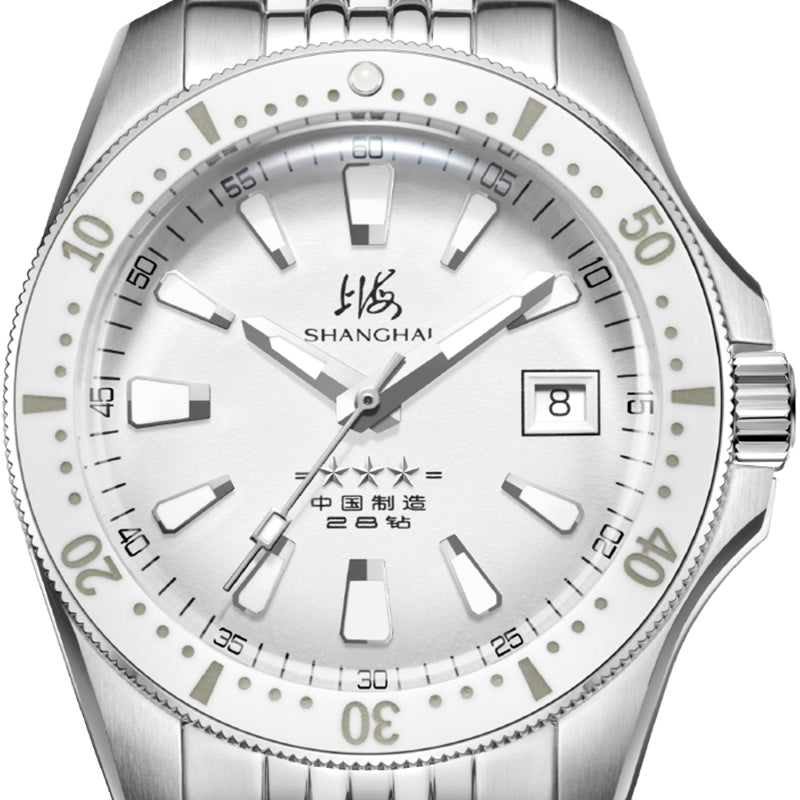 Shanghai Commander 39mm Dive Watch - Silver Dial