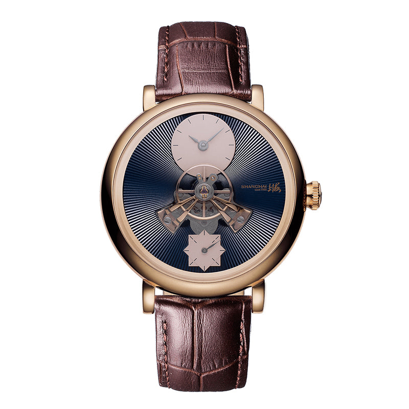 Shanghai Celestial Dome 40mm Watch - Black Dial & Brown Stripe