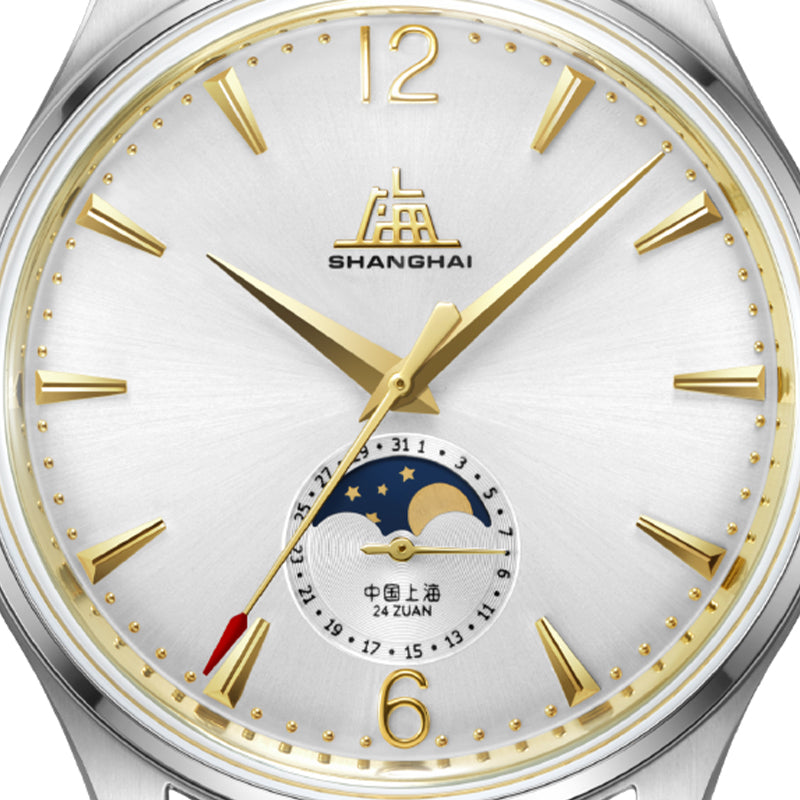 Shanghai Pioneer 39mm Watch - Moonphase  Golden (Special Edition)