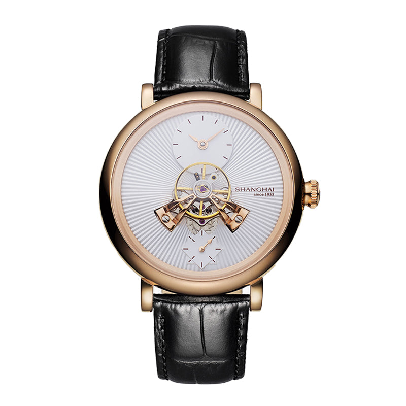 Shanghai Celestial Dome 40mm Watch - Champagne Case & Black Stripe