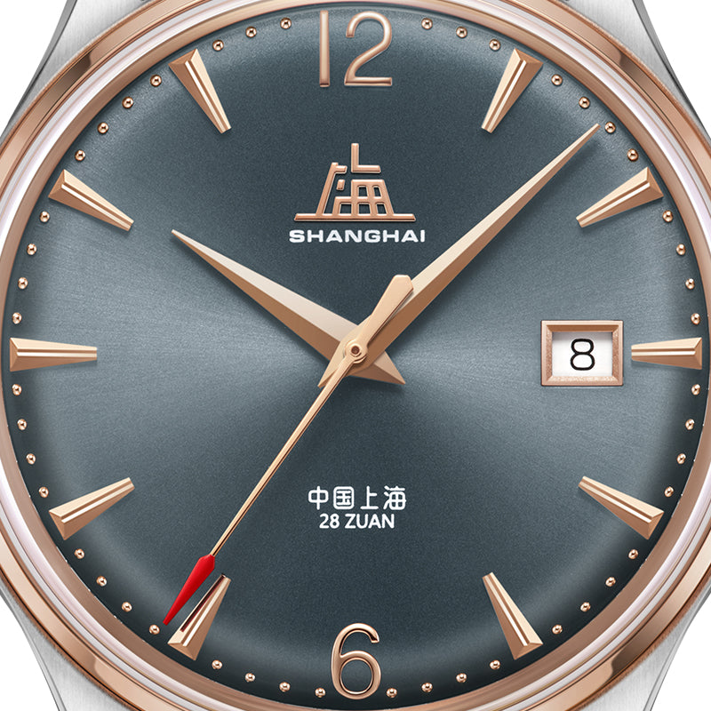 Shanghai Pioneer 39mm Watch - Black Strap & Blue Dial