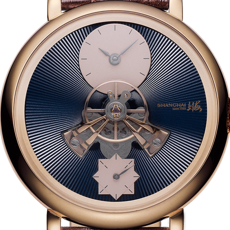 Shanghai Celestial Dome 40mm Watch - Black Dial & Brown Stripe