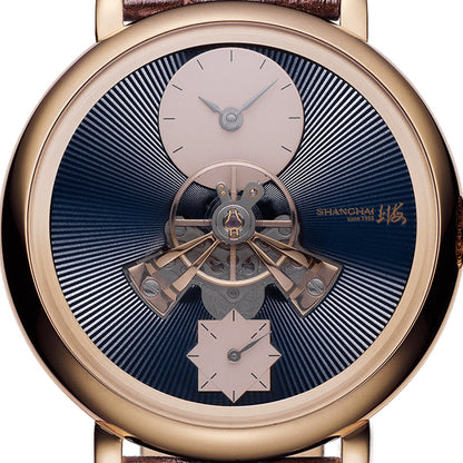 Shanghai Celestial Dome 40mm Watch - Black Dial & Brown Stripe