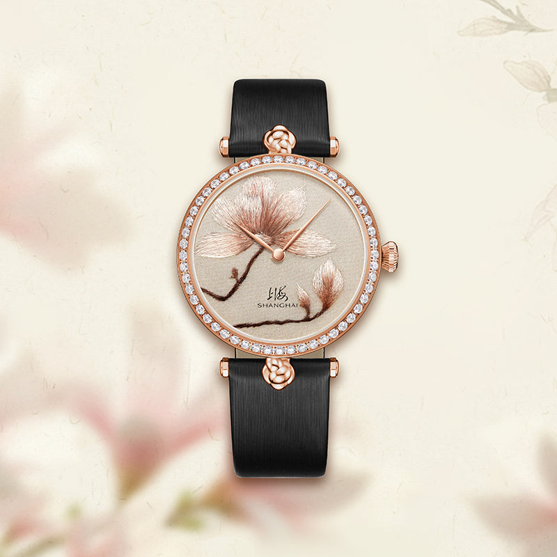 Shanghai Magnolia 36mm Watch - Broderie Golden
