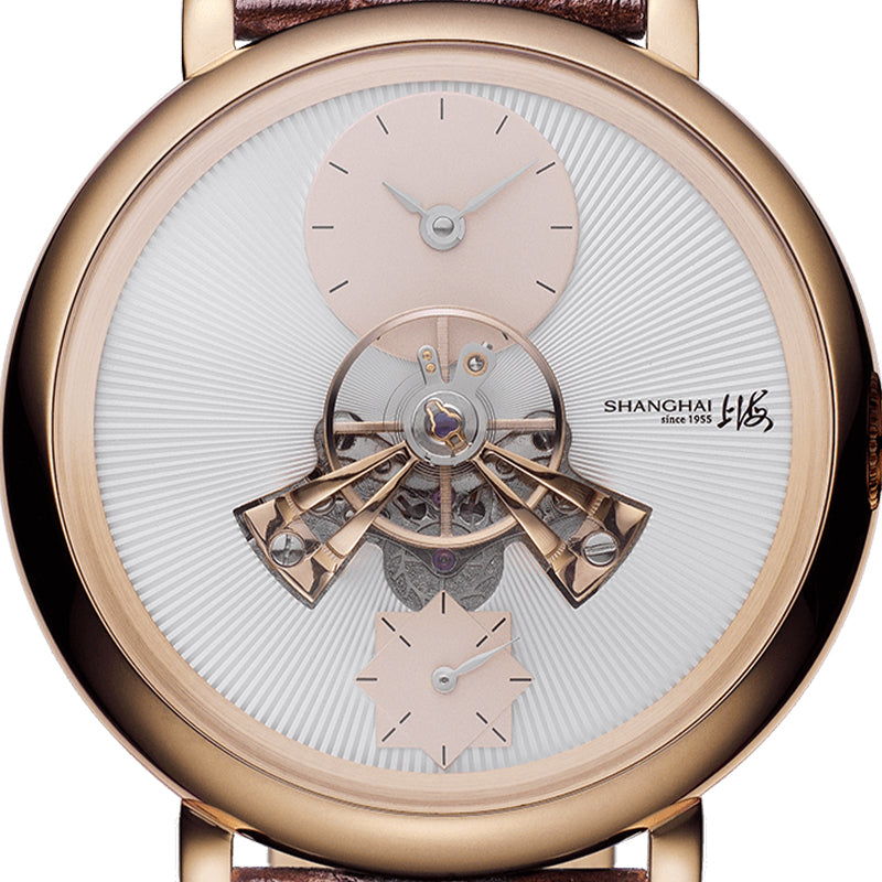Shanghai Celestial Dome 40mm Watch - White Dial & Brown Stripe