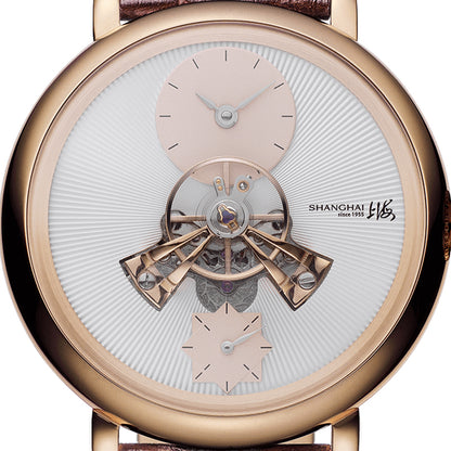 Shanghai Celestial Dome 40mm Watch - White Dial & Brown Stripe