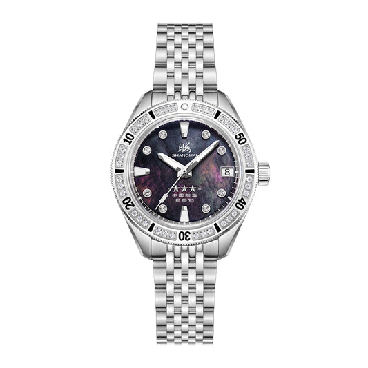 Shanghai Commander 35mm Dive Watch - Black Mother-of-Pearl Dial