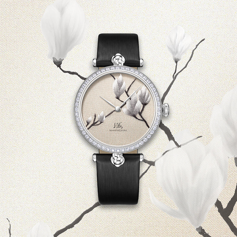 Shanghai Magnolia 36mm Watch - Broderie Silver