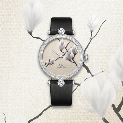 Shanghai Magnolia 36mm Watch - Broderie Silver