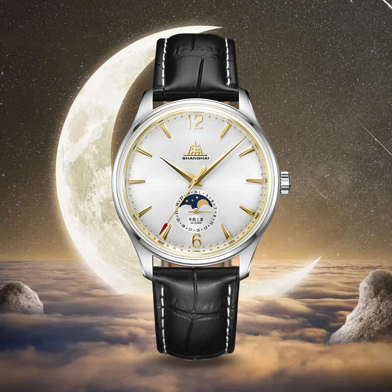Shanghai Pioneer 39mm Watch - Moonphase  Golden (Special Edition)