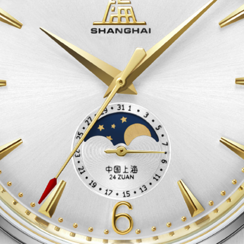 Shanghai Pioneer 39mm Watch - Moonphase  Golden (Special Edition)