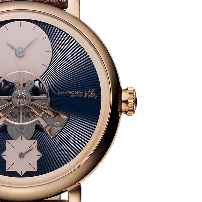 Shanghai Celestial Dome 40mm Watch - Black Dial & Brown Stripe