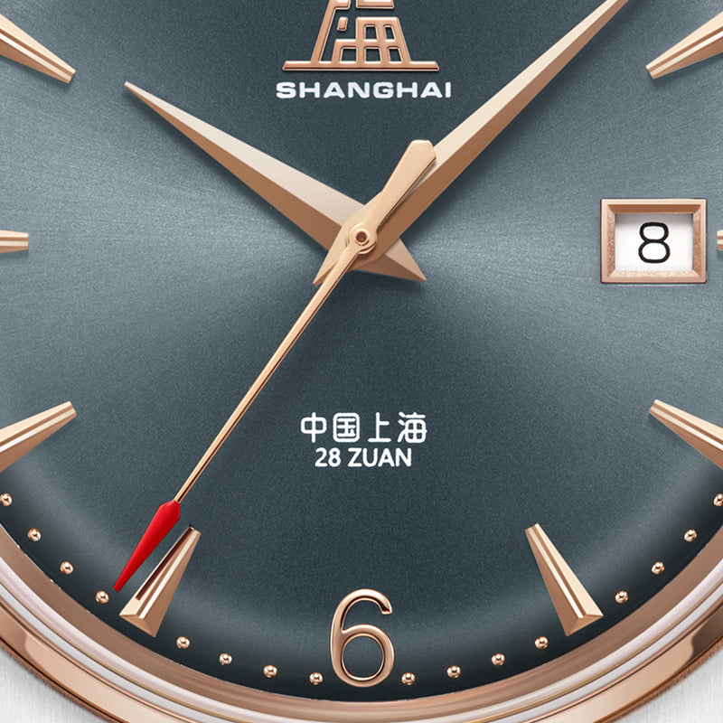 Shanghai Pioneer 39mm Watch - Black Strap & Blue Dial