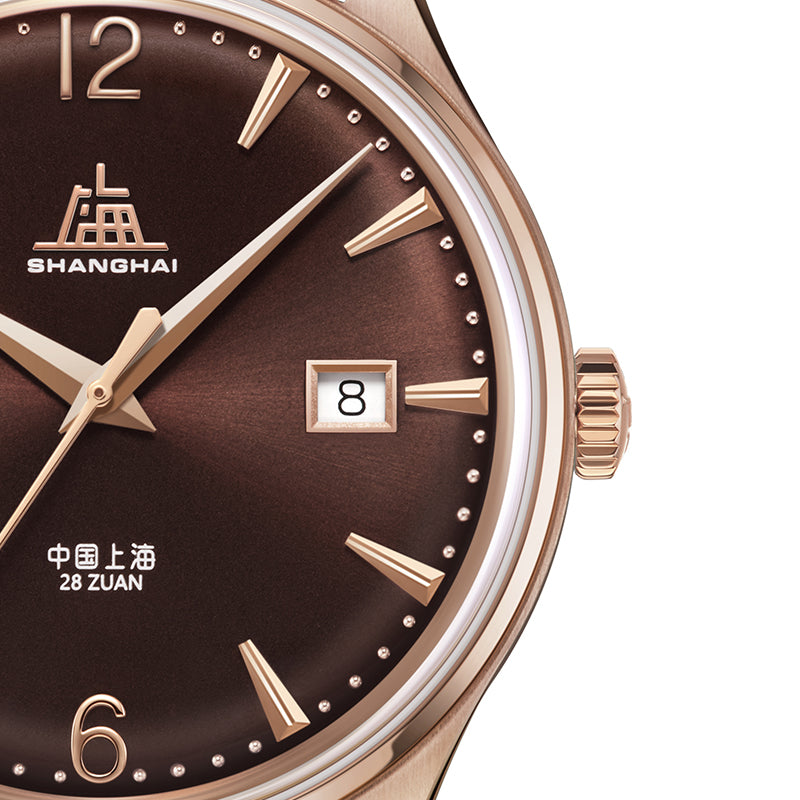 Shanghai Pioneer 39mm Watch - Brown Strap & Brown Dial