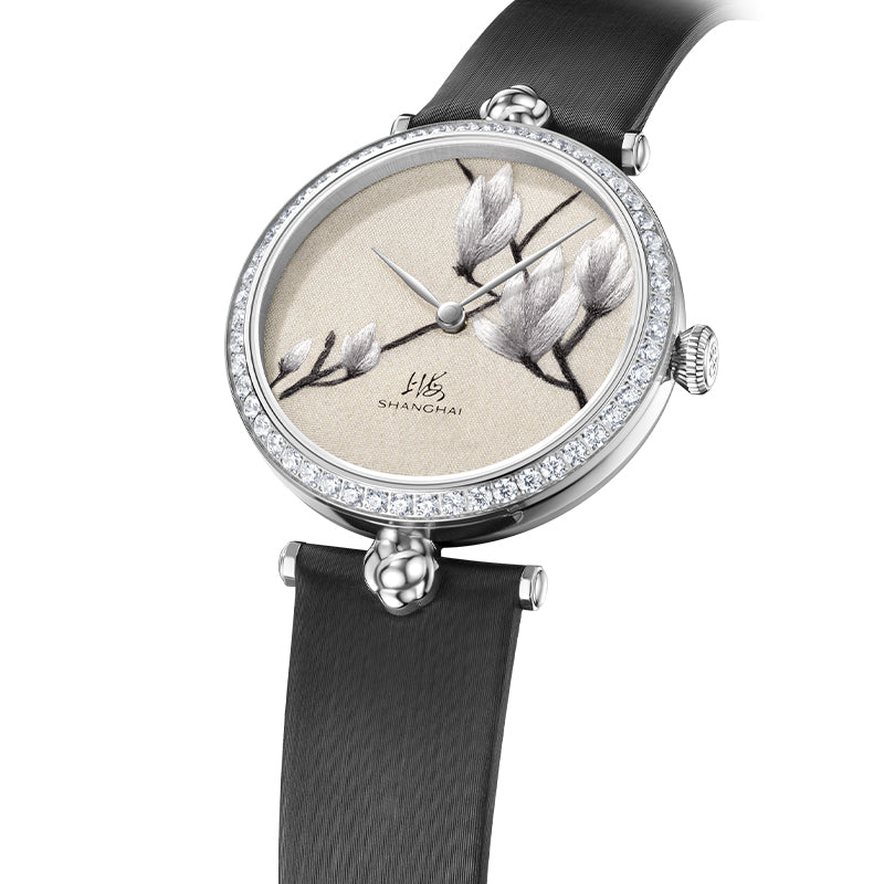 Shanghai Magnolia 36mm Watch - Broderie Silver