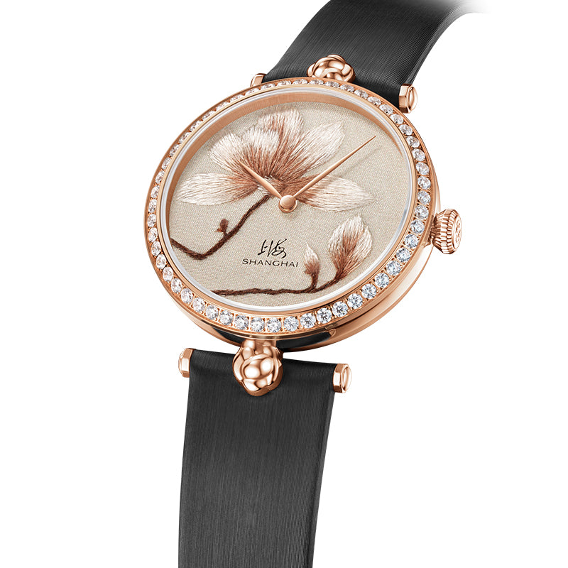 Shanghai Magnolia 36mm Watch - Broderie Golden