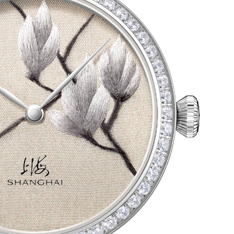 Shanghai Magnolia 36mm Watch - Broderie Silver