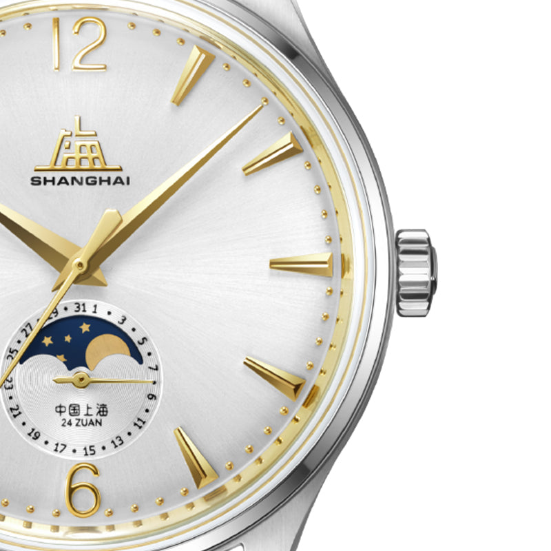 Shanghai Pioneer 39mm Watch - Moonphase  Golden (Special Edition)