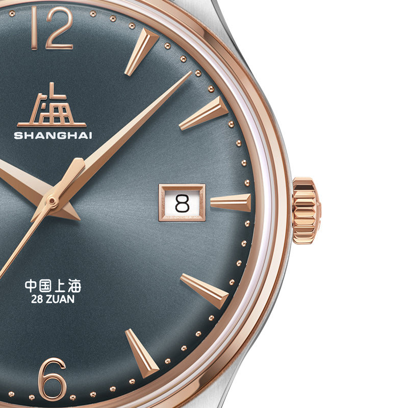 Shanghai Pioneer 39mm Watch - Black Strap & Blue Dial