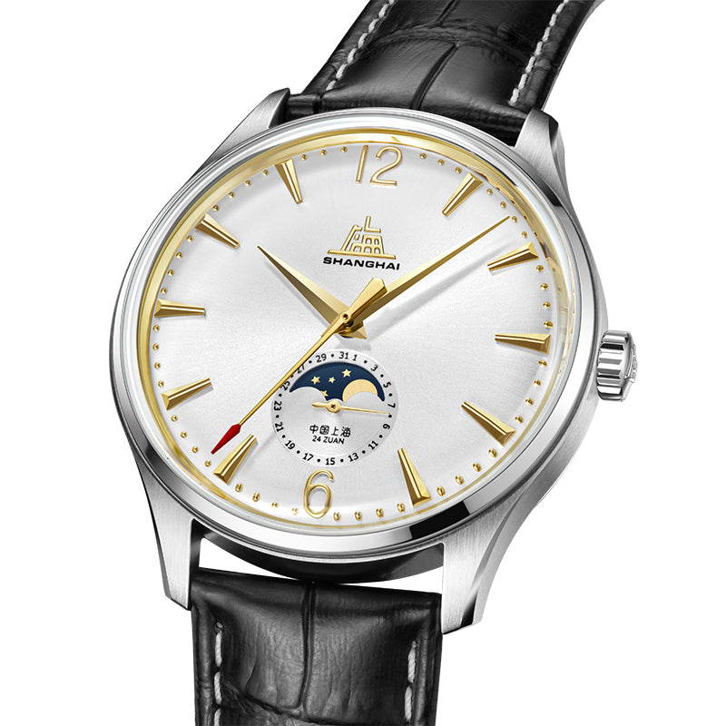 Shanghai Pioneer 39mm Watch - Moonphase  Golden (Special Edition)