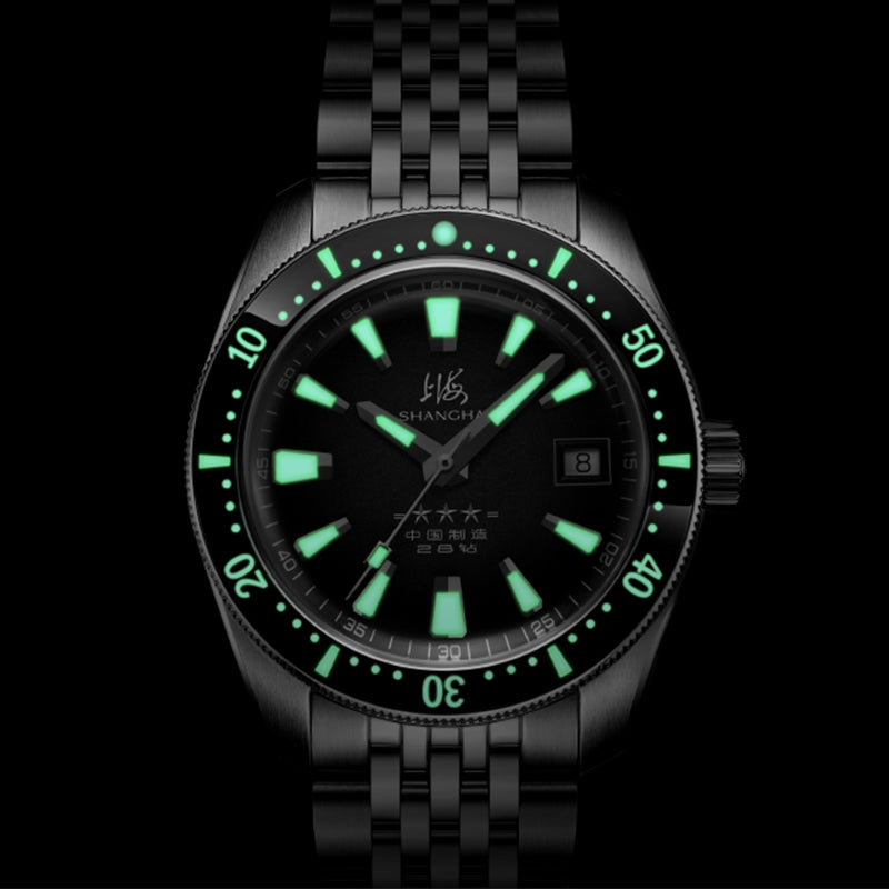 Shanghai Pioneer 39-mm-Uhr – Schwarzes Armband und goldenes Zifferblatt