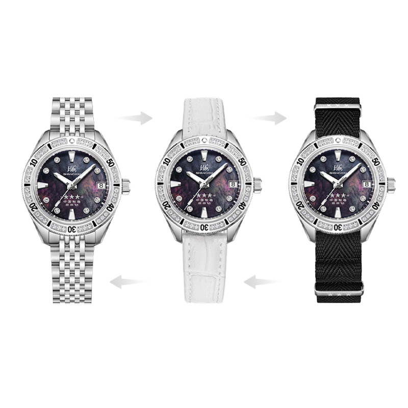 Shanghai Commander 35mm Dive Watch - Black Mother-of-Pearl Dial