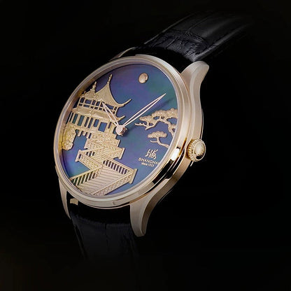 Shanghai Watches-Shanghai Moonlit Serpentine 40mm Watch-Dark Dial_Zicron-set Bezel