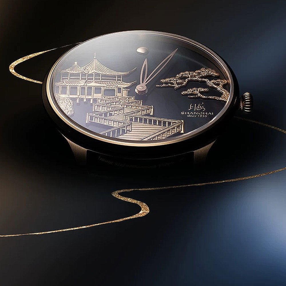 Shanghai Watches-Shanghai Moonlit Serpentine 40mm Watch-Dark Dial_Zicron-set Bezel-