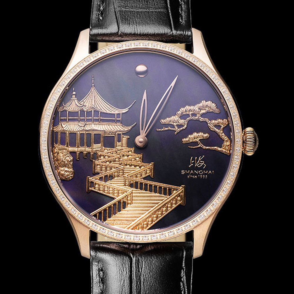 Shanghai Watches-Shanghai Moonlit Serpentine 40mm Watch-Dark Dial_Zicron-set Bezel