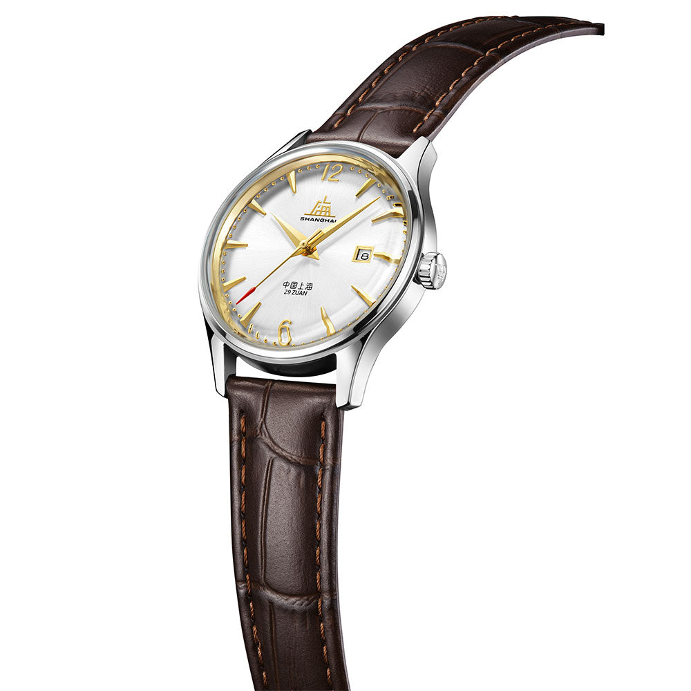 Shanghai WatchesShanghai Pioneer 31mm Watch - Brown Strap & White Dial